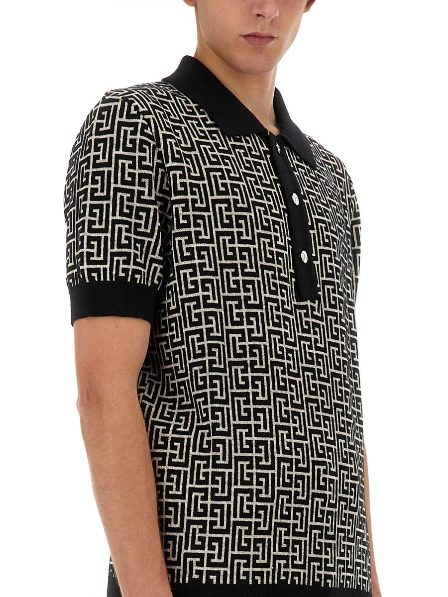 BALMAIN POLO MONOGRAM IN LANA MERINO