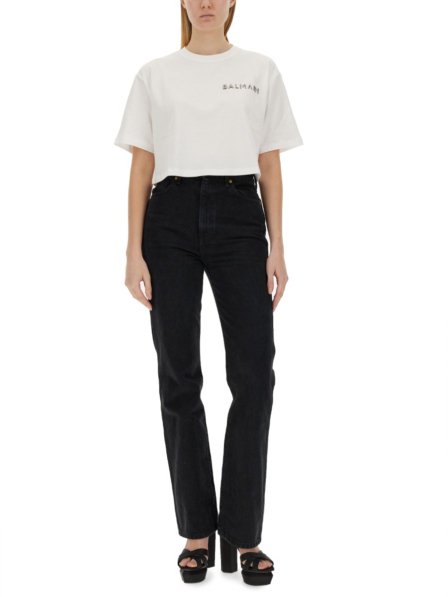 BALMAIN T-SHIRT CON STAMPA LOGO