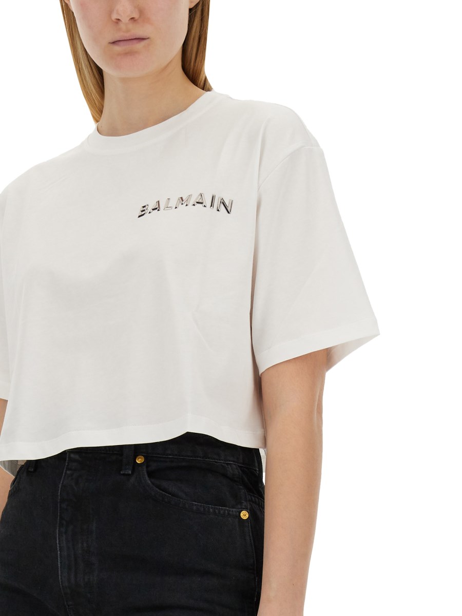 BALMAIN T-SHIRT CON STAMPA LOGO