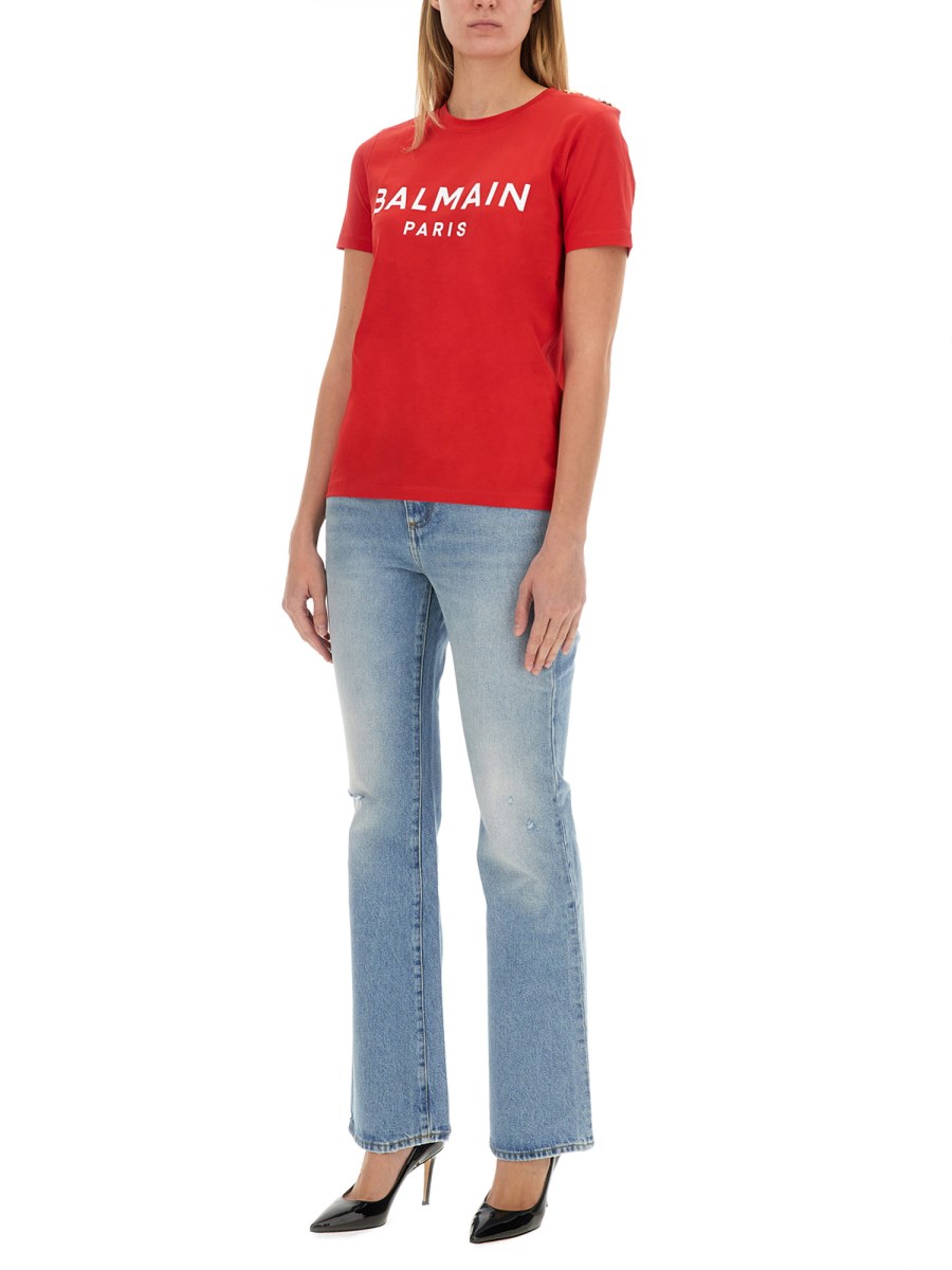 BALMAIN T-SHIRT IN JERSEY DI COTONE CON LOGO