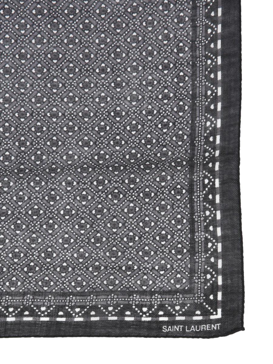 SAINT LAURENT BANDANA IN TWILL DI LANA A ROMBI E CUORI