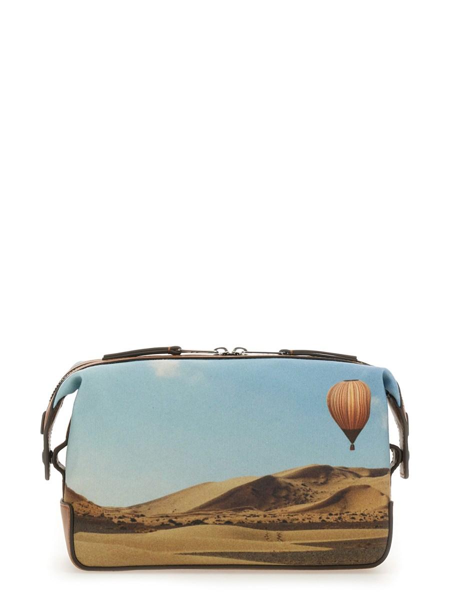 PAUL SMITH BEAUTY CASE CON STAMPA SIGNATURE STRIPE BALLOON IN TELA