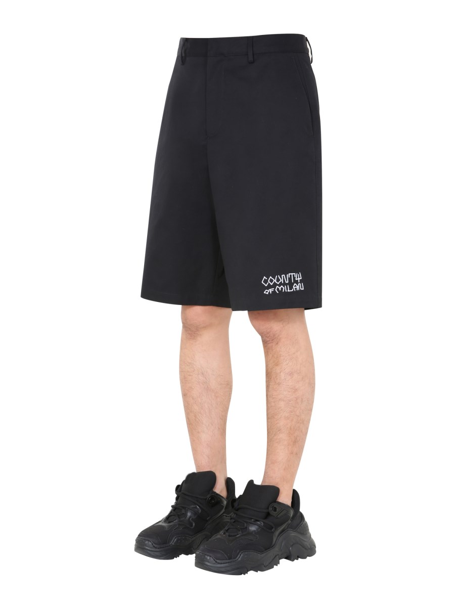 MARCELO BURLON COUNTY OF MILAN BERMUDA COUNTRY IN TWILL DI COTONE OCN LOGO RICAMATO