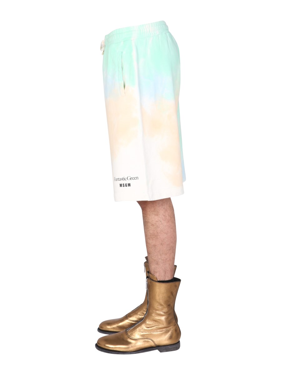 MSGM BERMUDA IN FELPA DI COTONE BIOLOGICO CON MOTIVO TIE DYE