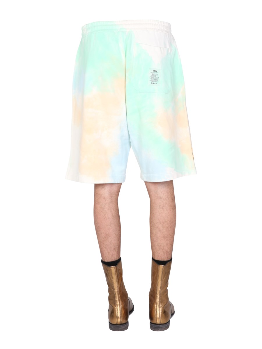 MSGM BERMUDA IN FELPA DI COTONE BIOLOGICO CON MOTIVO TIE DYE