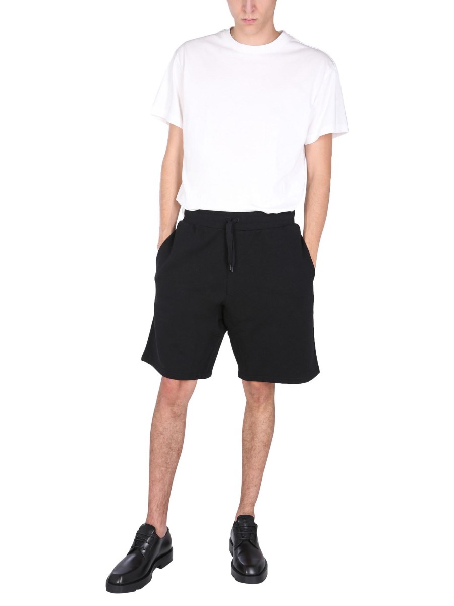 MOSCHINO BERMUDA IN FELPA DI COTONE CON RICAMO LOGO