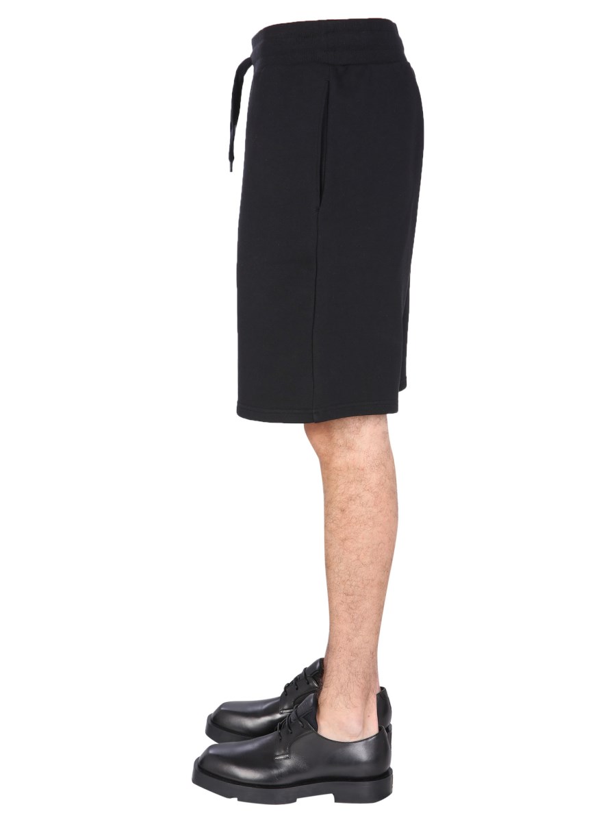 MOSCHINO BERMUDA IN FELPA DI COTONE CON RICAMO LOGO