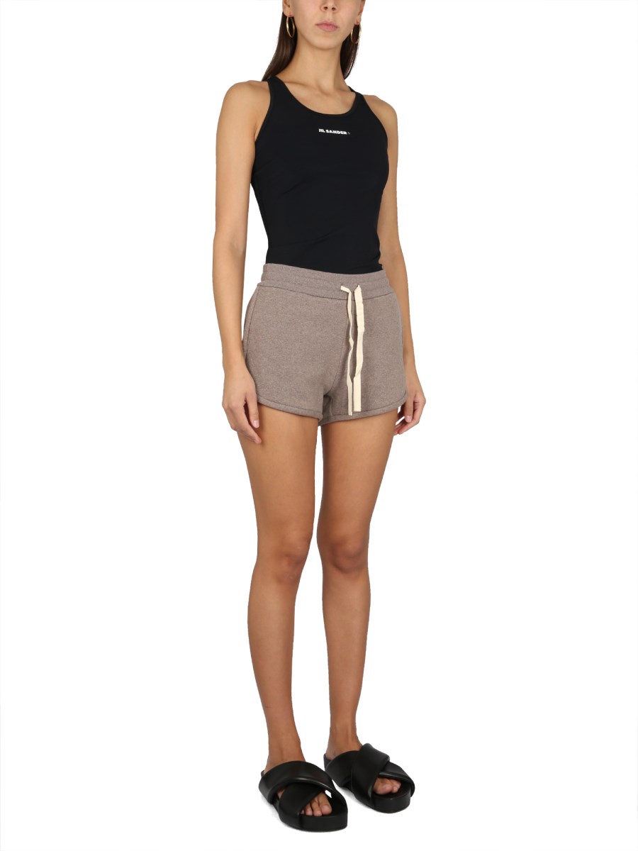 JIL SANDER BERMUDA IN FELPA DI COTONE CON STAMPA LOGO