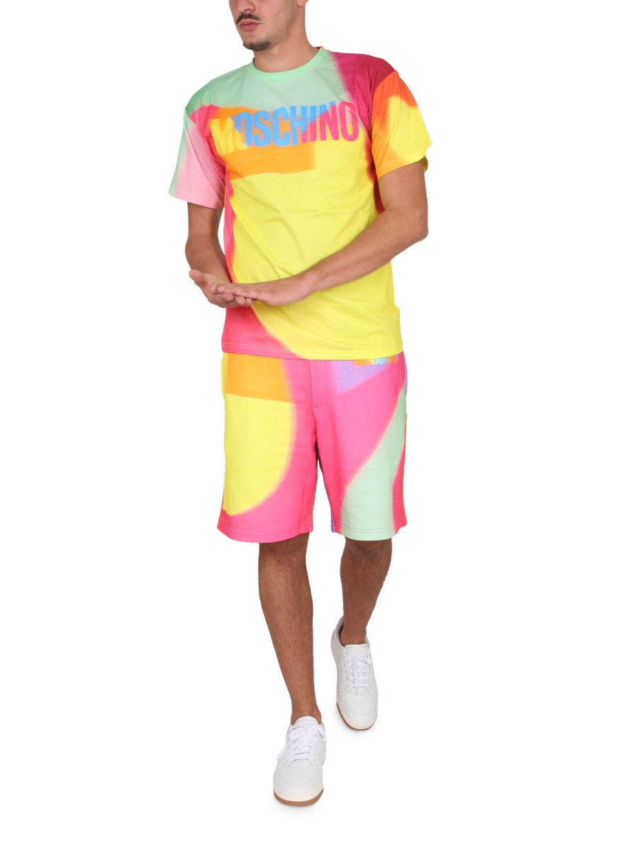 MOSCHINO BERMUDA IN FELPA DI COTONE CON STAMPA LOGO