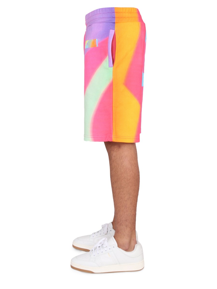 MOSCHINO BERMUDA IN FELPA DI COTONE CON STAMPA LOGO