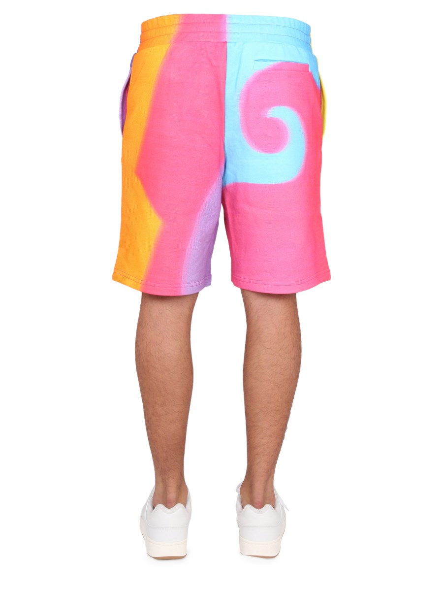 MOSCHINO BERMUDA IN FELPA DI COTONE CON STAMPA LOGO