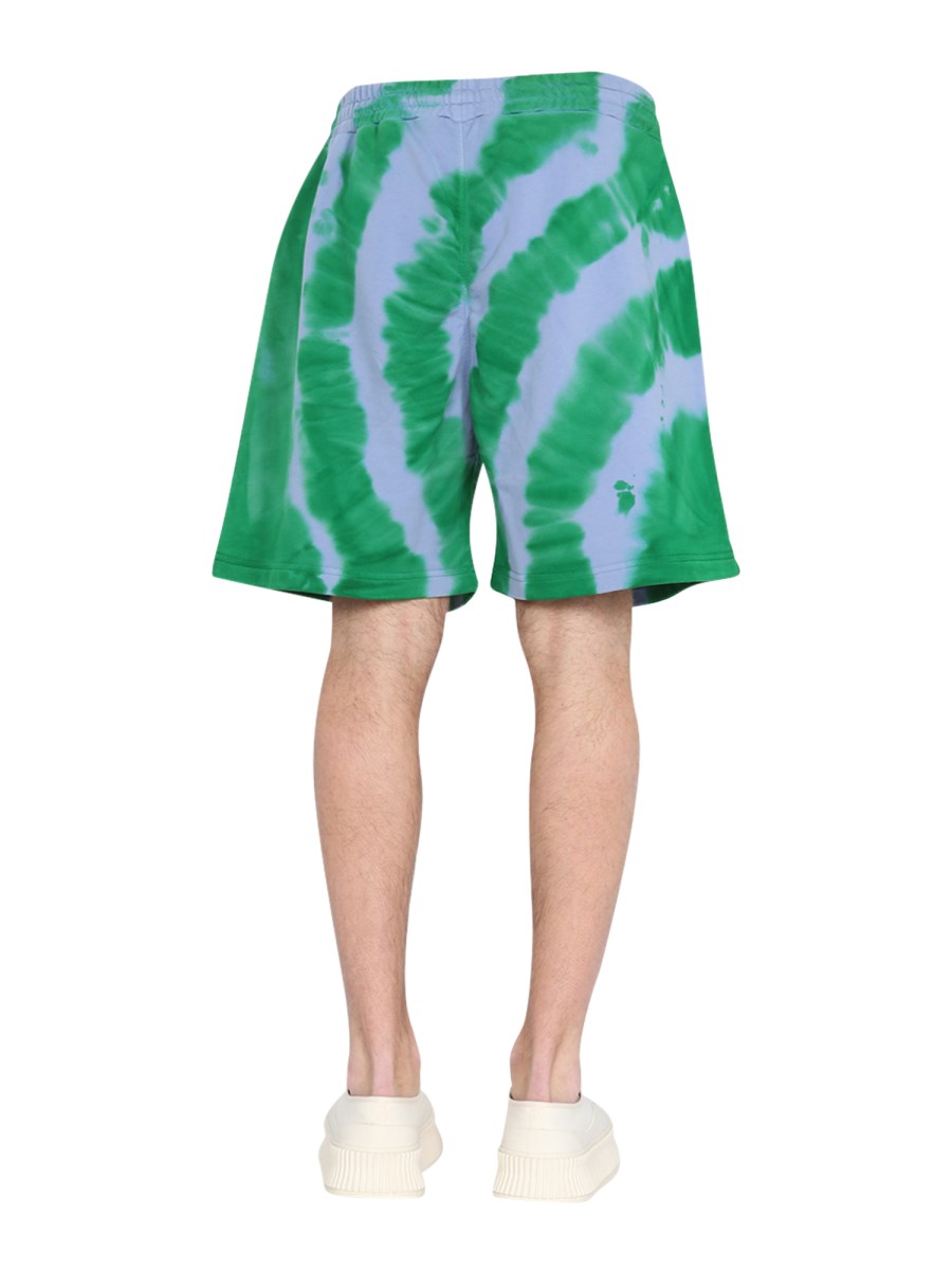 MSGM BERMUDA IN FELPA DI COTONE TIE DYE CON RICAMO MICRO LOGO