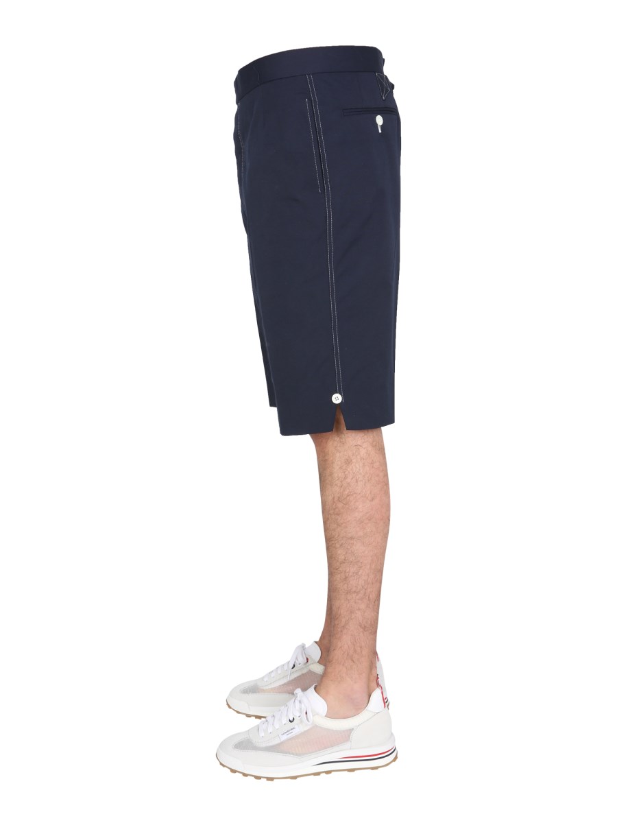 THOM BROWNE BERMUDA IN MISTO COTONE CON IMPUNTURE A CONTRASTO