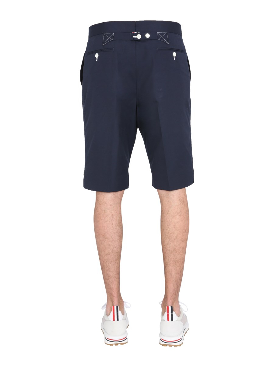 THOM BROWNE BERMUDA IN MISTO COTONE CON IMPUNTURE A CONTRASTO