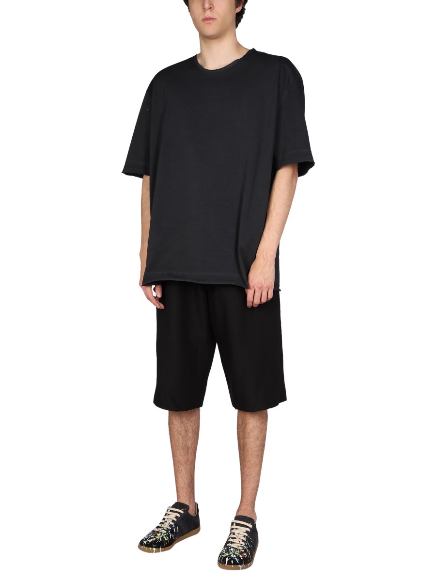 MAISON MARGIELA BERMUDA IN VISCOSA E LINO CON ELASTICO