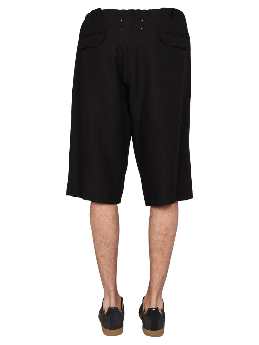 MAISON MARGIELA BERMUDA IN VISCOSA E LINO CON ELASTICO
