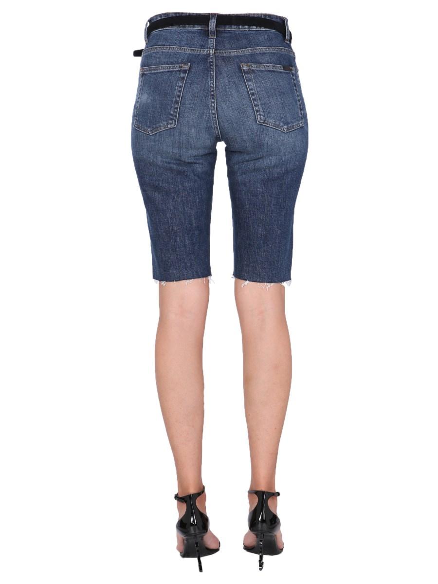 SAINT LAURENT BERMUDA SKINNY FIT IN DENIM DI COTONE