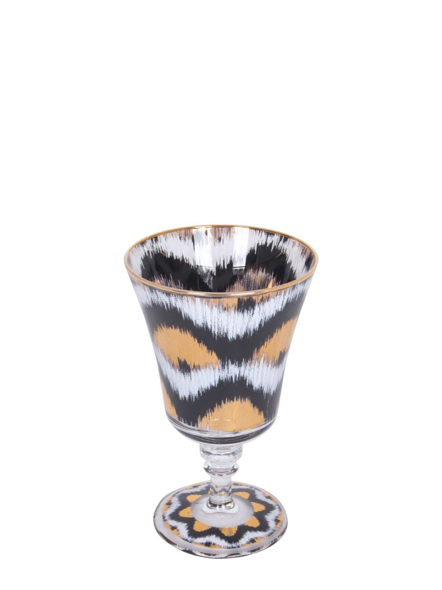 LES-OTTOMANS BICCHIERE IN VETRO CON STAMPA IKAT GOLD