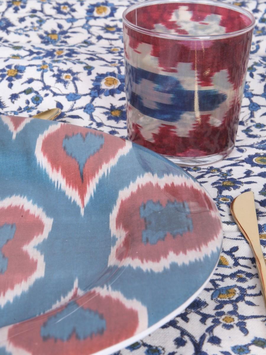 LES-OTTOMANS BICCHIERE IN VETRO CON STAMPA IKAT GOLD