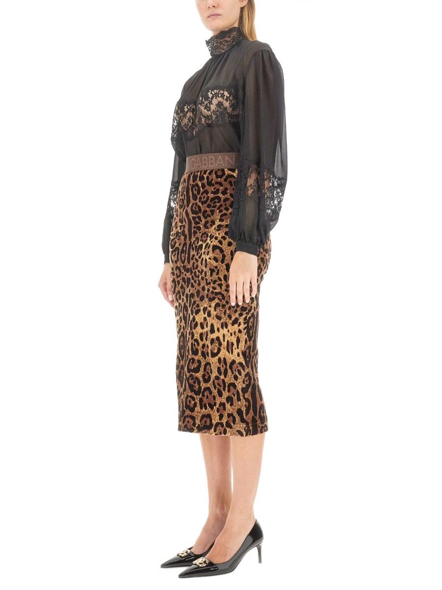 DOLCE & GABBANA BLUSA COLLO ALTO IN GEORGETTE E PIZZO