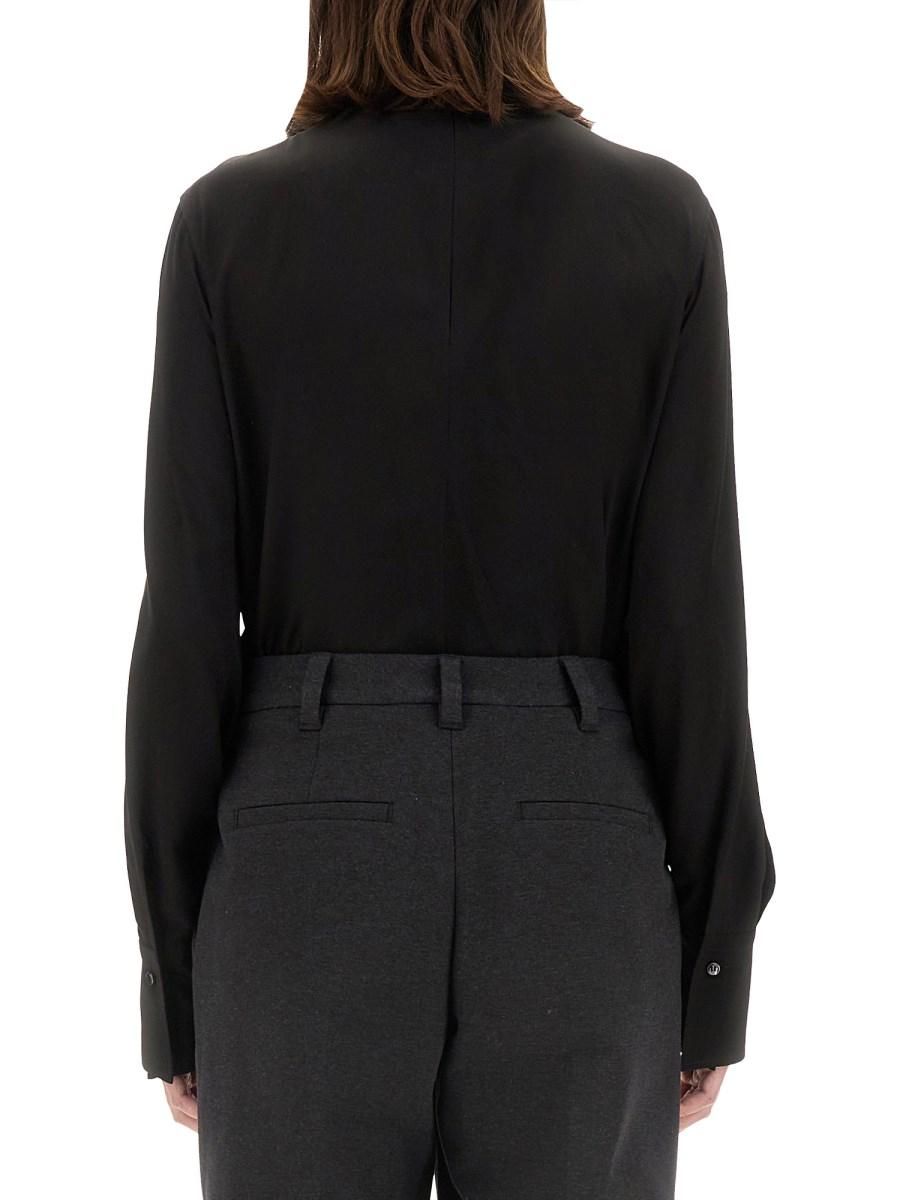 BRUNELLO CUCINELLI BLUSA IN CREPE DE CHINE DI SETA CON MONILE