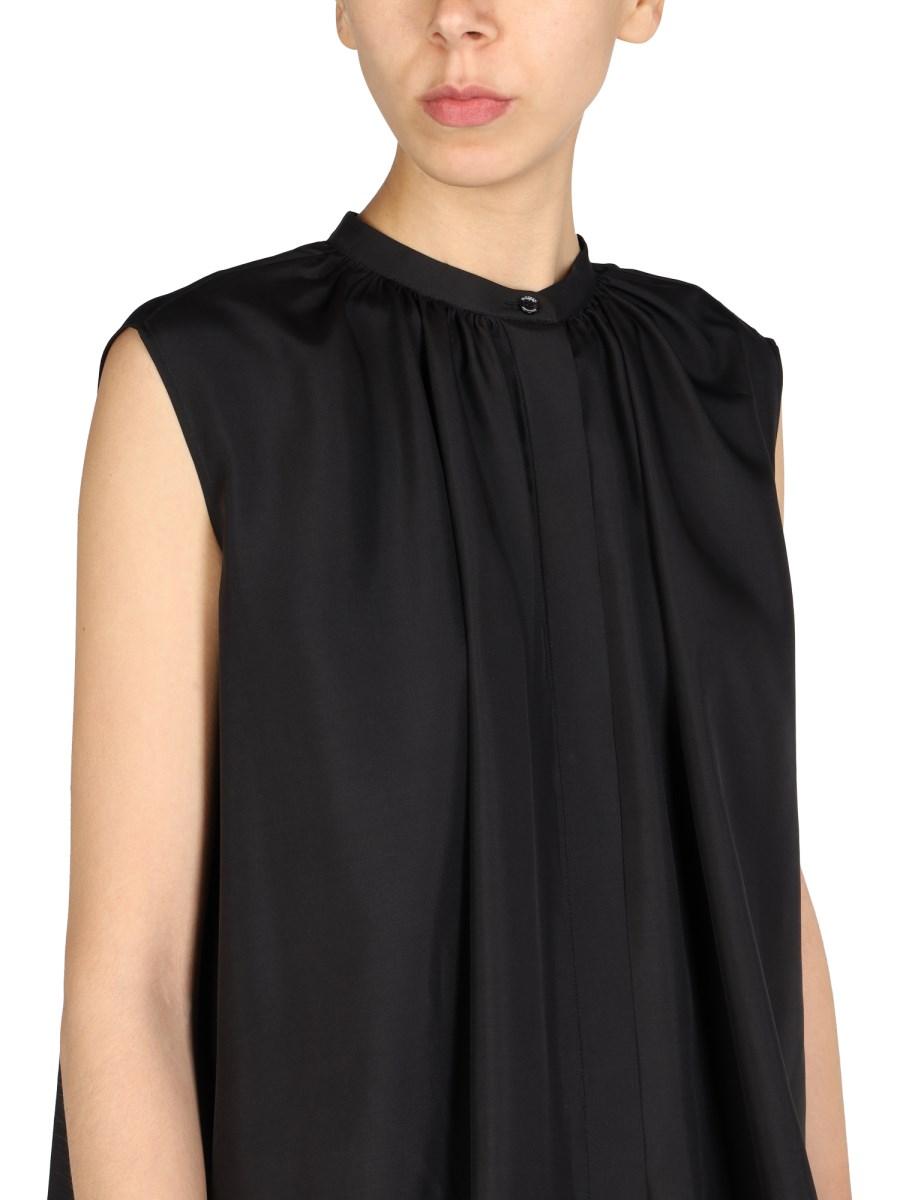 ALEXANDER McQUEEN BLUSA IN SETA CON COLLETTO ALLA COREANA