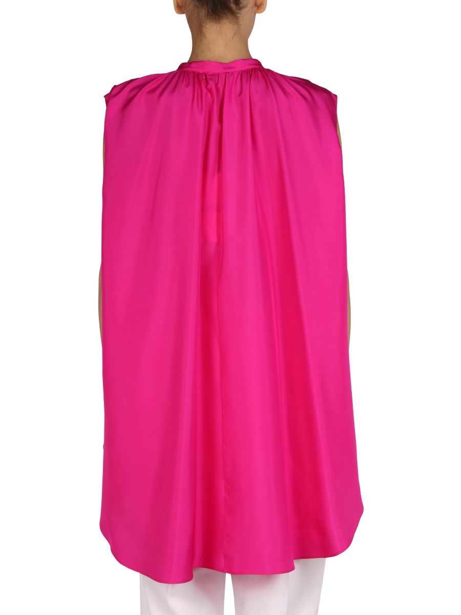 ALEXANDER McQUEEN BLUSA IN SETA CON COLLETTO ALLA COREANA