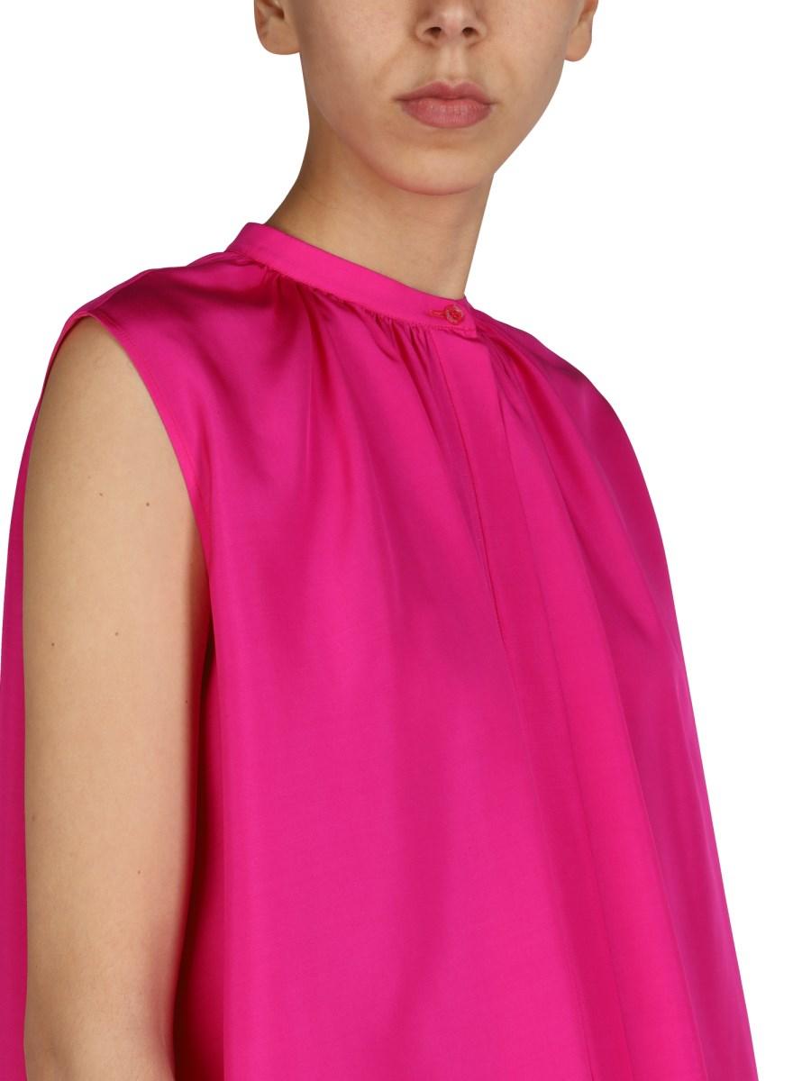 ALEXANDER McQUEEN BLUSA IN SETA CON COLLETTO ALLA COREANA