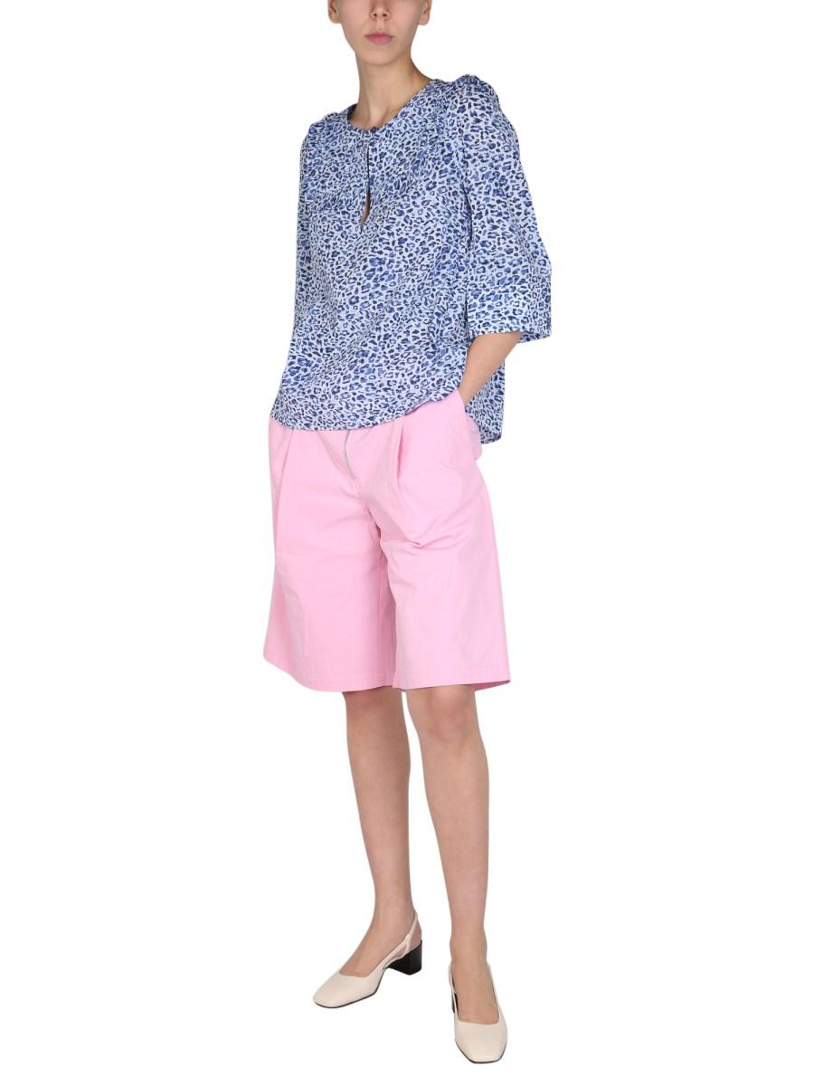 BAUM UND PFERDGARTEN BLUSA "MAPLE" IN COTONE ORGANICO CON STAMPA ANIMALIER MULTICOLOR