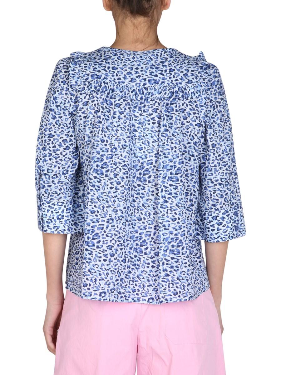 BAUM UND PFERDGARTEN BLUSA "MAPLE" IN COTONE ORGANICO CON STAMPA ANIMALIER MULTICOLOR