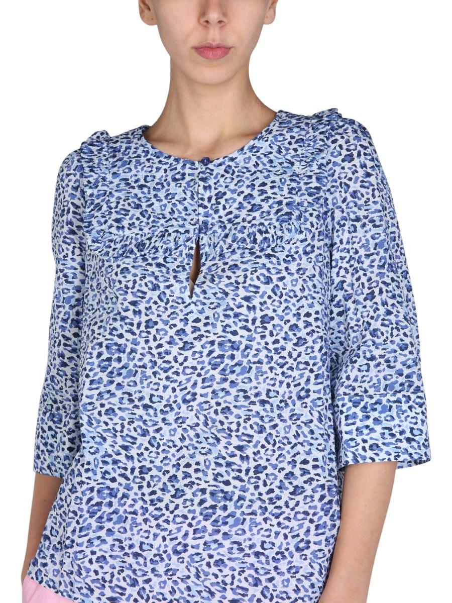 BAUM UND PFERDGARTEN BLUSA "MAPLE" IN COTONE ORGANICO CON STAMPA ANIMALIER MULTICOLOR