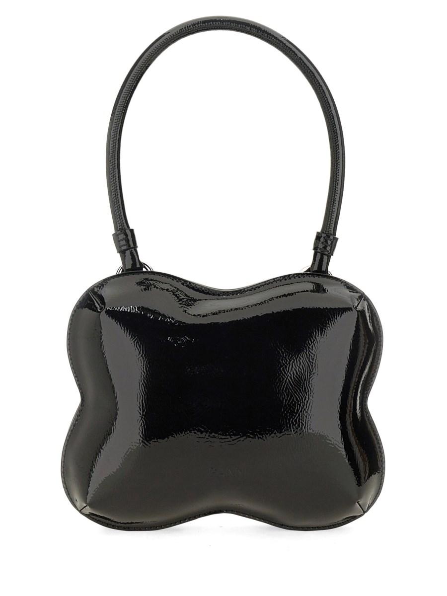 GANNI BORSA A MANO "BUTTERFLY" IN VERNICE CON TRACOLLA