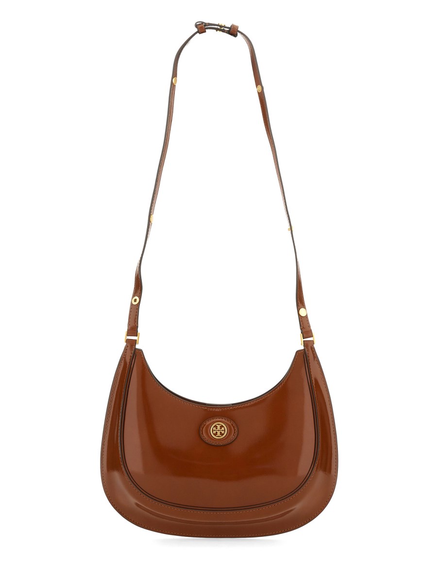 TORY BURCH BORSA A MEZZALUNA ROBINSON IN PELLE SPAZZOLATA