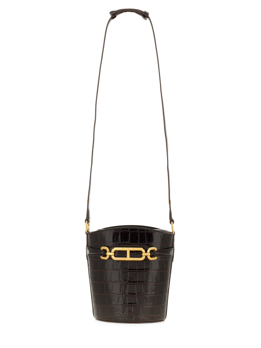 TOM FORD BORSA A SECCHIELLO "WHITNEY" SMALL IN PELLE EFFETTO COCCO