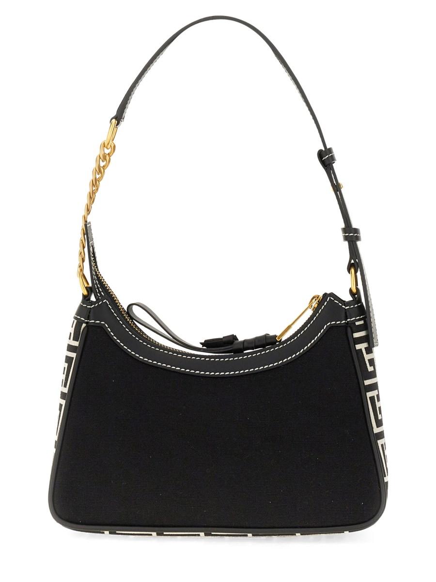 BALMAIN BORSA A SPALLA "B-ARMY" IN CANVAS MONOGRAM CON INSERTI IN PELLE