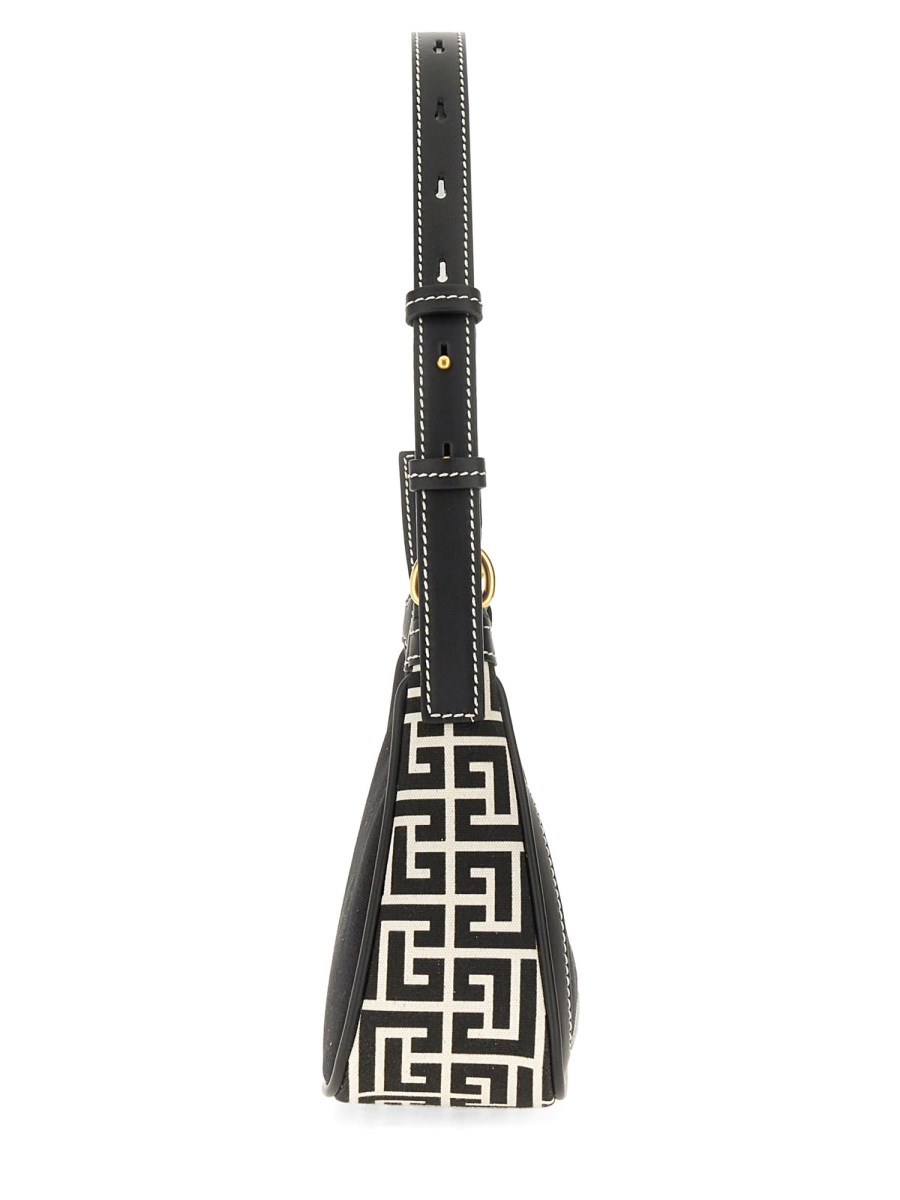 BALMAIN BORSA A SPALLA "B-ARMY" IN CANVAS MONOGRAM CON INSERTI IN PELLE