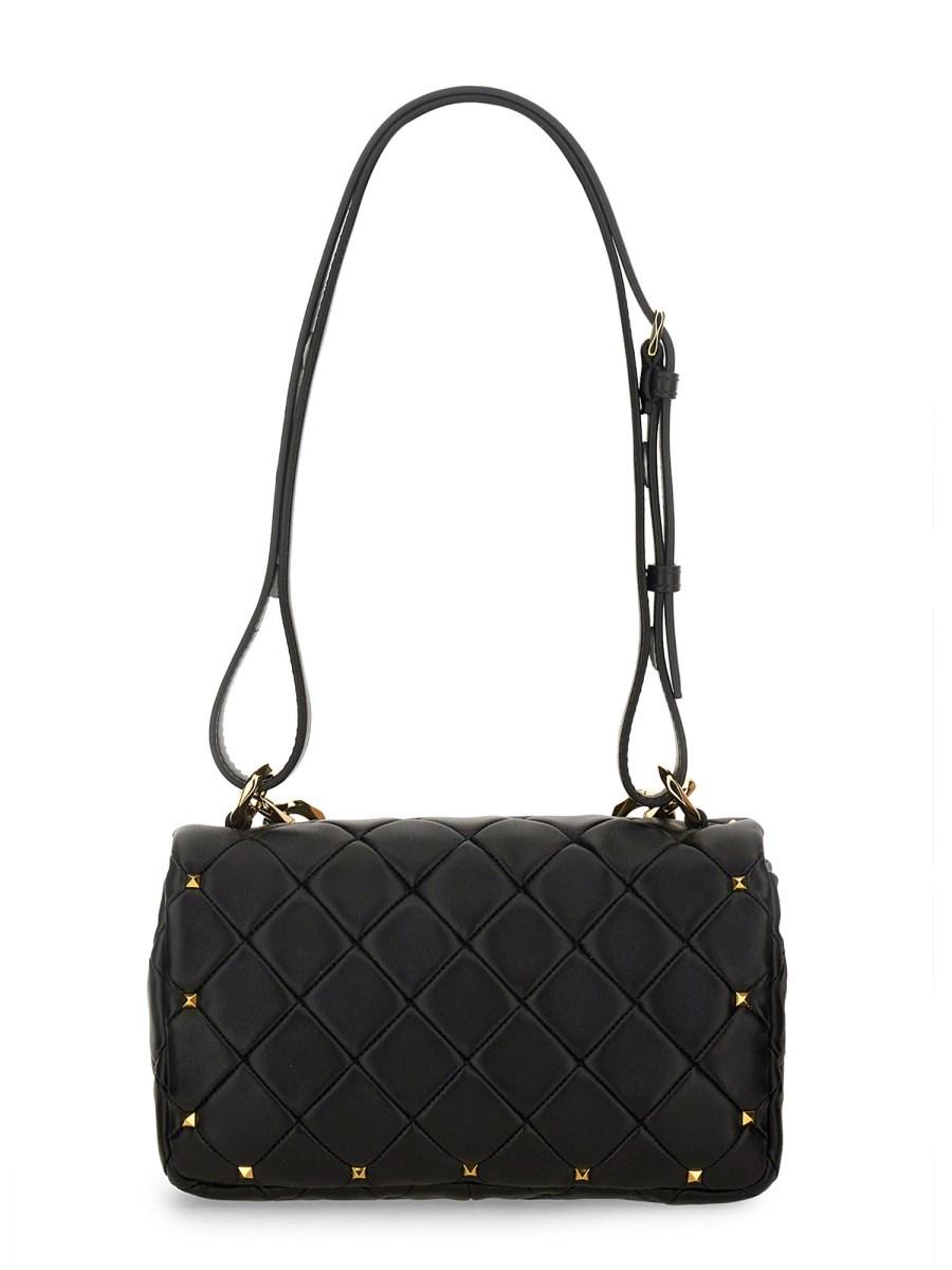 VALENTINO GARAVANI BORSA A SPALLA ROCKSTUD SPIKE SMALL IN NAPPA PATCHWORK