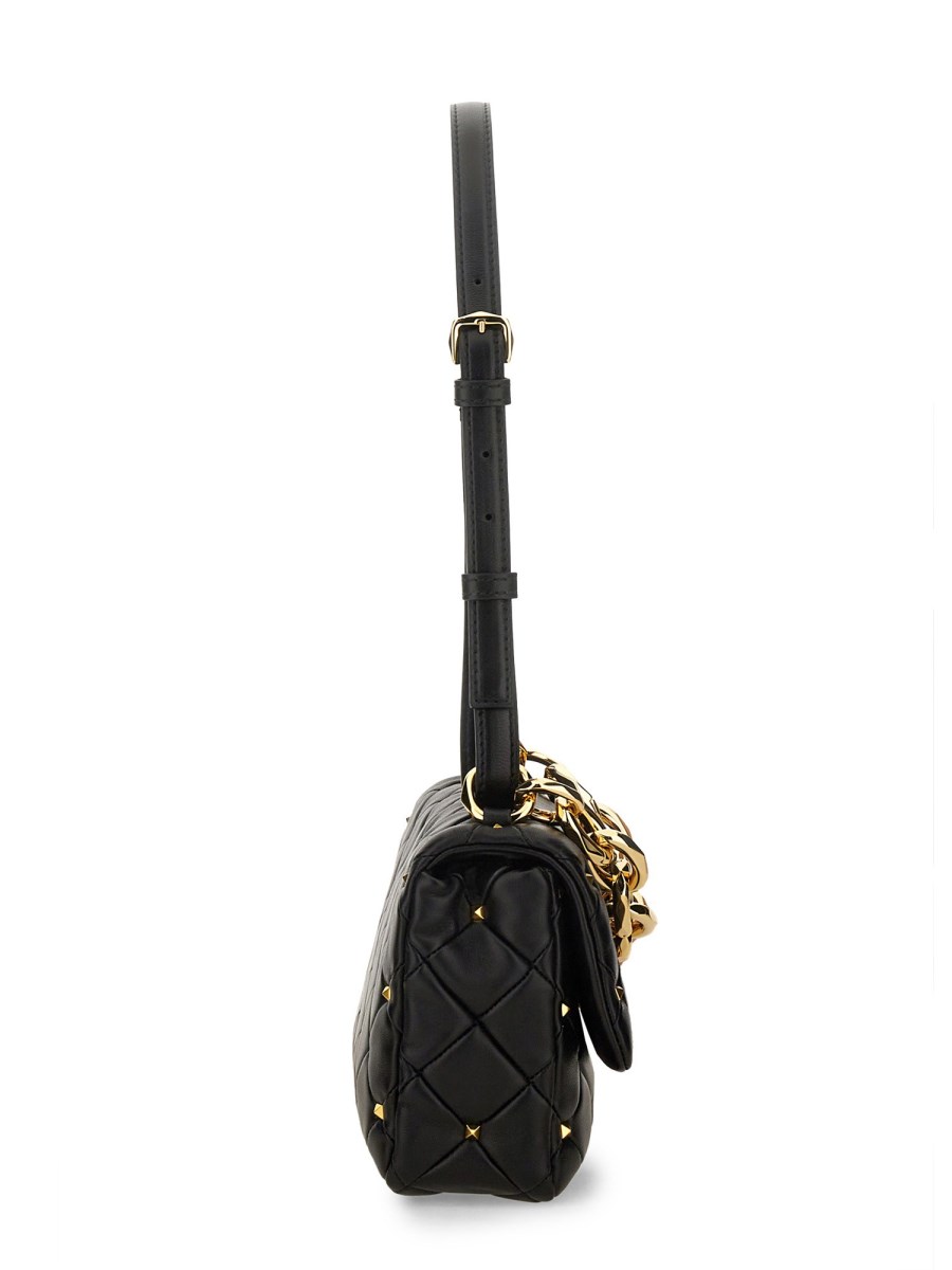 VALENTINO GARAVANI BORSA A SPALLA ROCKSTUD SPIKE SMALL IN NAPPA PATCHWORK