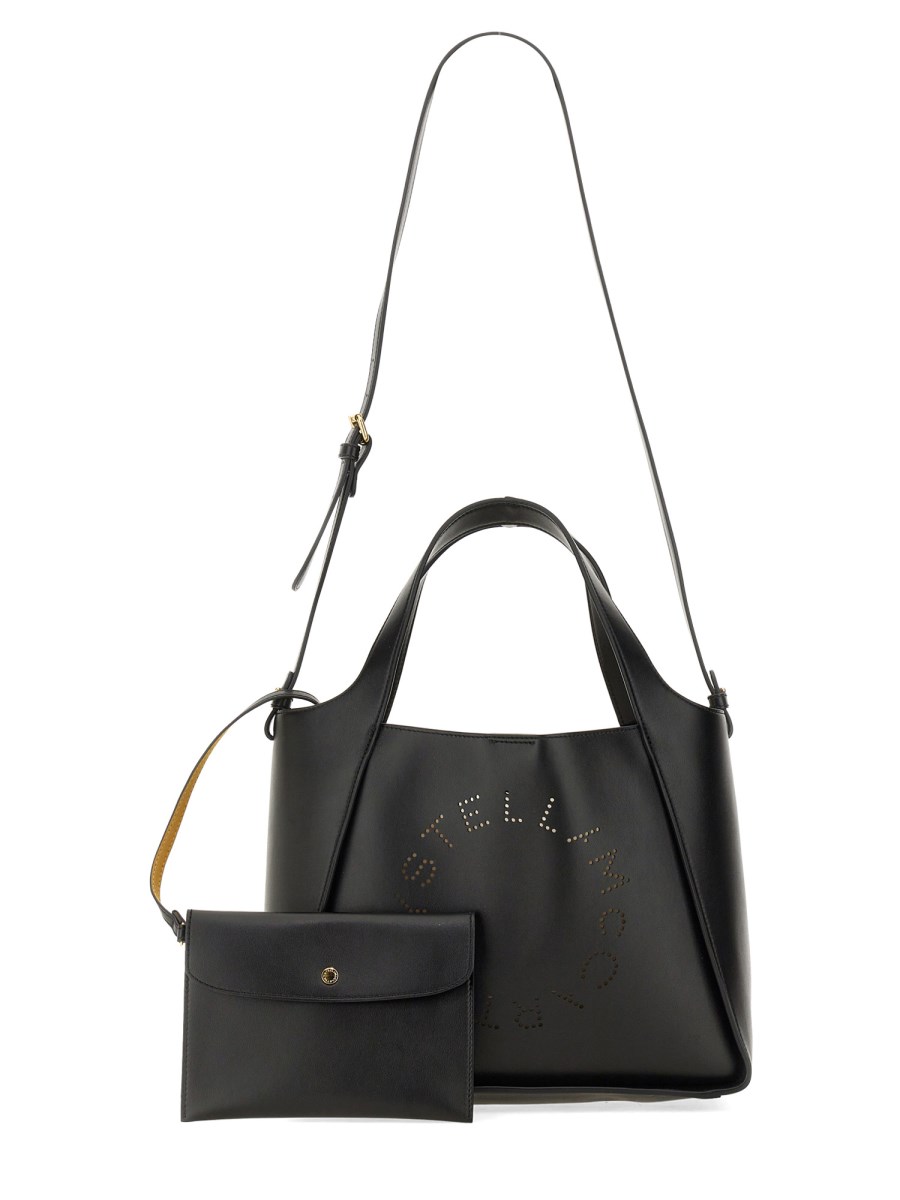STELLA McCARTNEY BORSA A TRACOLLA IN ALTER MAT CON LOGO TRAFORATO