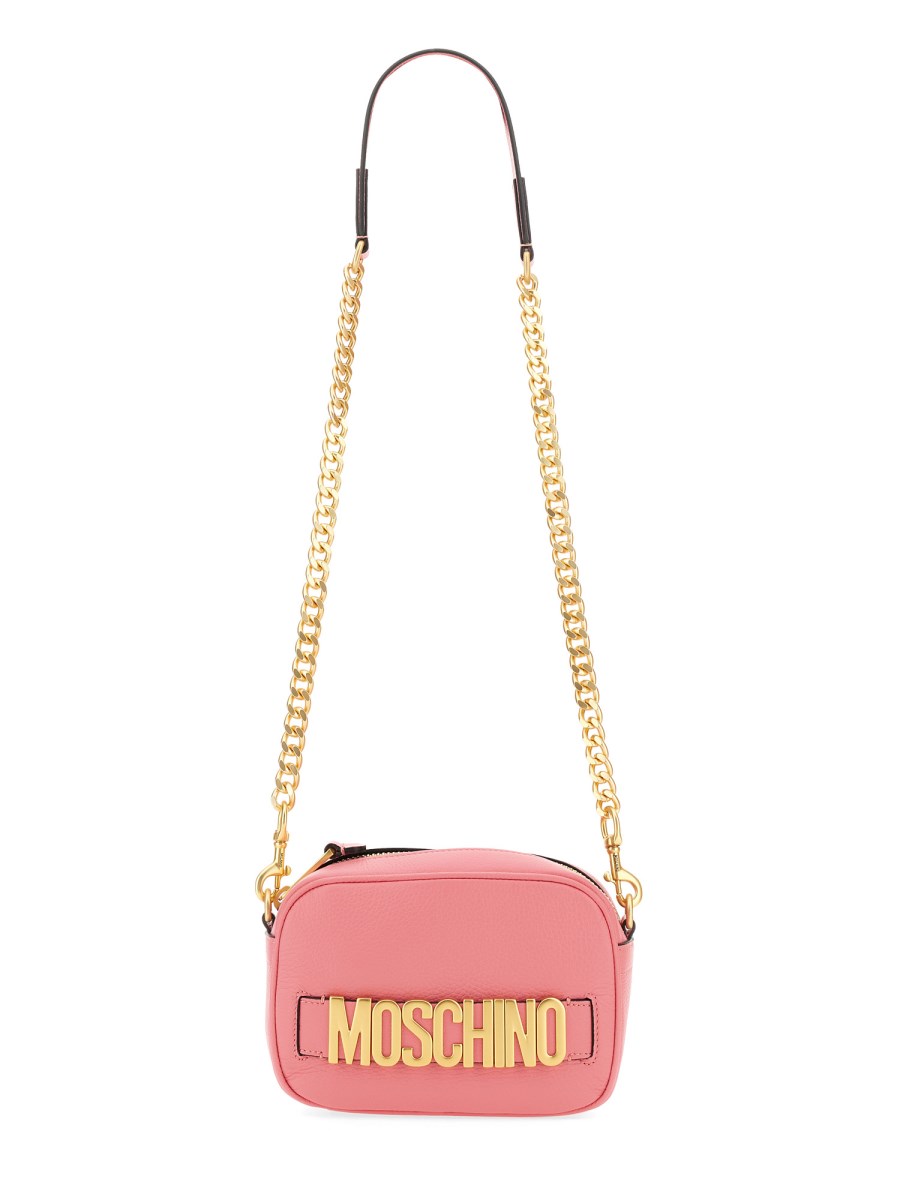 MOSCHINO BORSA A TRACOLLA IN PELLE MARTELLATA CON LOGO