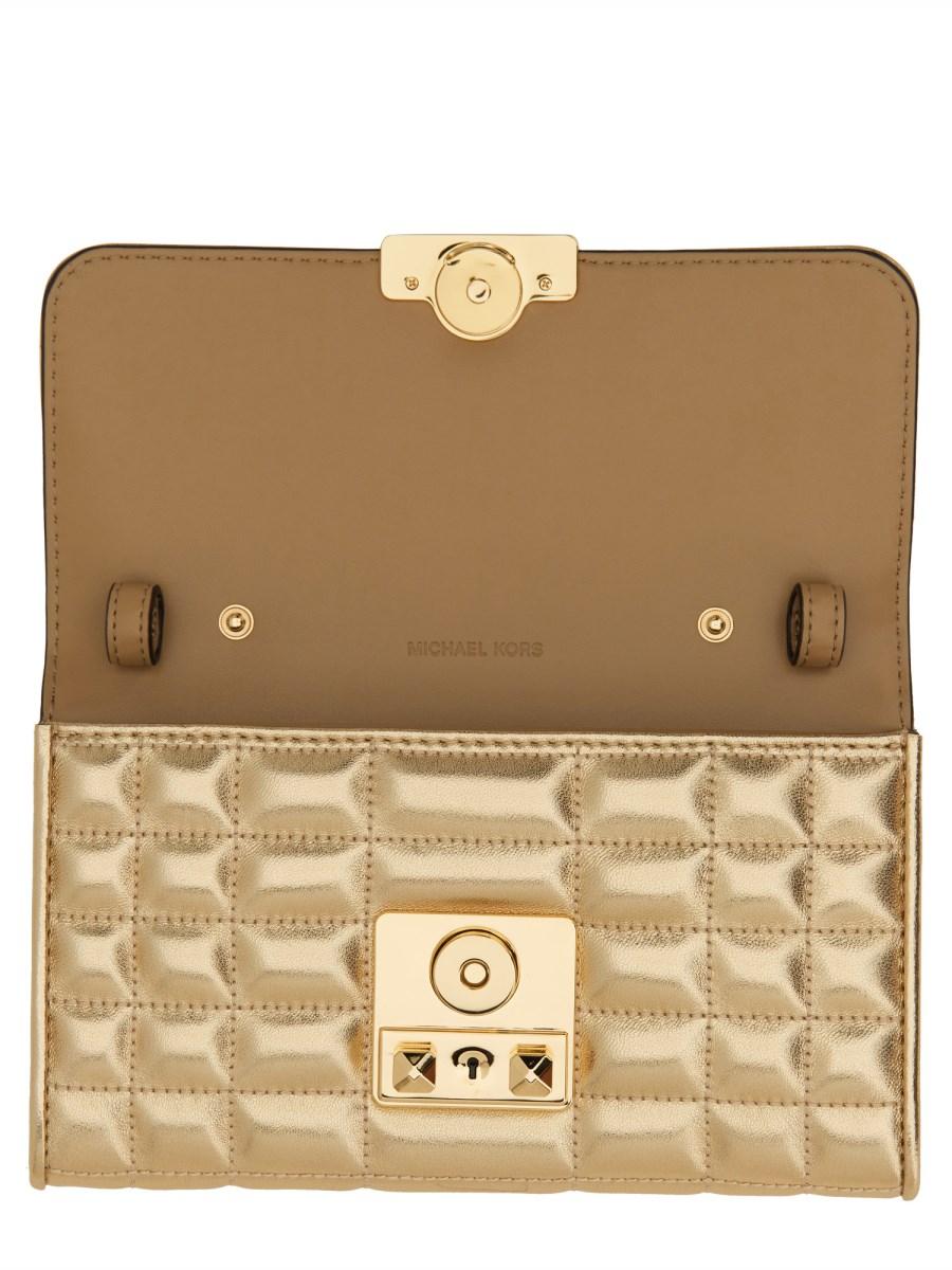 MICHAEL BY MICHAEL KORS BORSA A TRACOLLA TRIBECA LARGE CONVERTIBILE IN PELLE METALLIZZATA