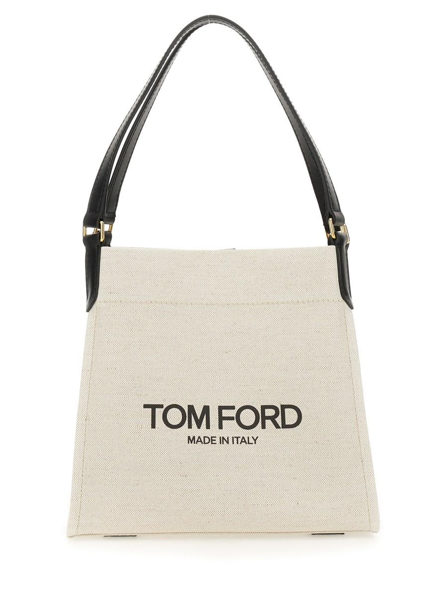 TOM FORD BORSA "AMALFI" MEDIA IN TELA DI COTONE E PELLE