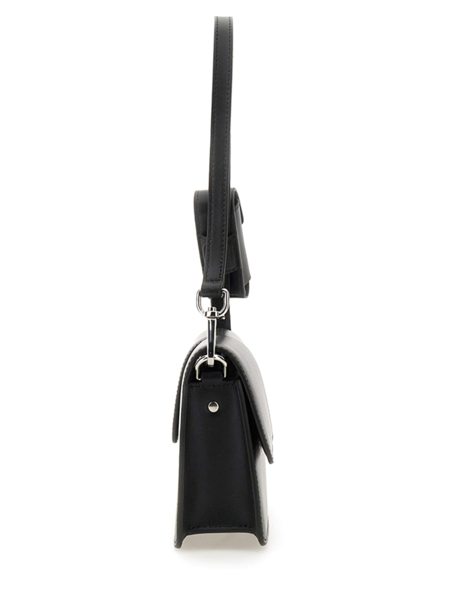 MSGM BORSA BAGUETTE IN PELLE CON DOPPIO FLAP E LOGO