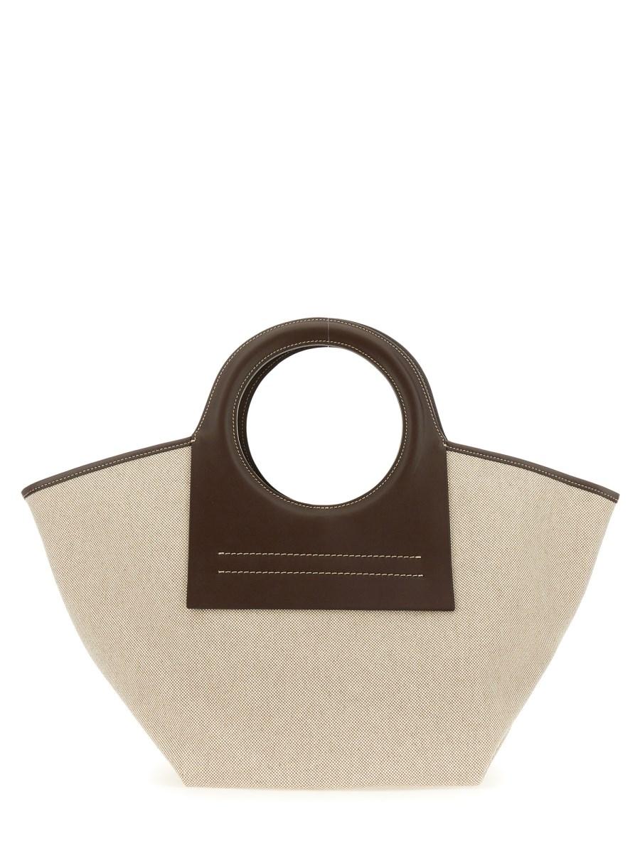 HEREU BORSA "CALA" SMALL IN TELA DI COTONE CON PROFILO IN PELLE