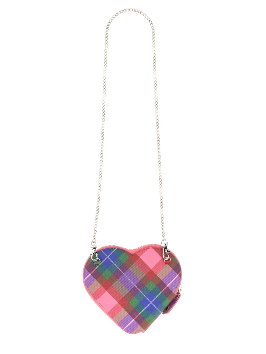 VIVIENNE WESTWOOD BORSA "HEART" TARTAN CANDY CON CATENA