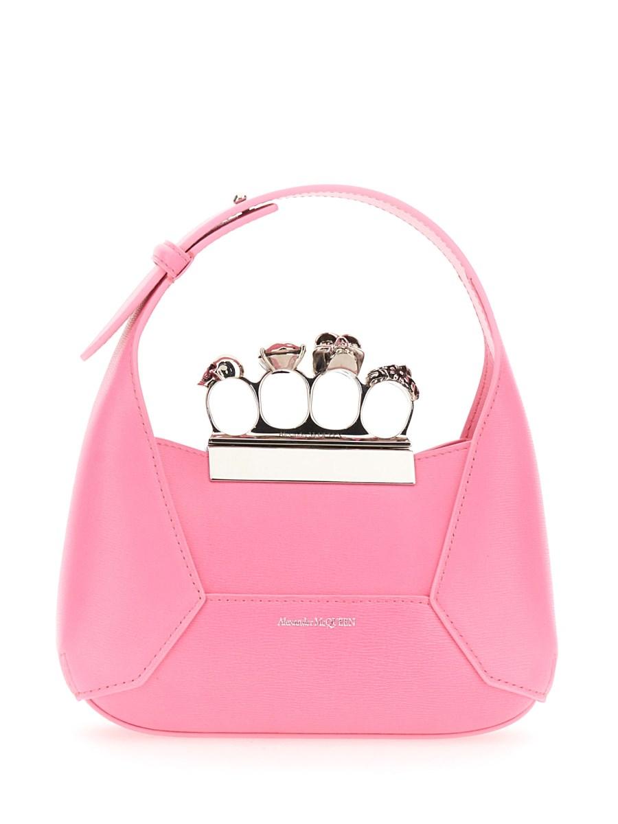 ALEXANDER McQUEEN BORSA HOBO MINI JEWELLED IN PELLE