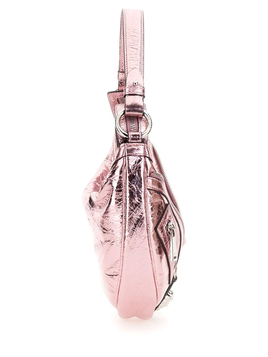 VERSACE BORSA HOBO PICCOLA REPEAT IN PELLE METALLIZZATA