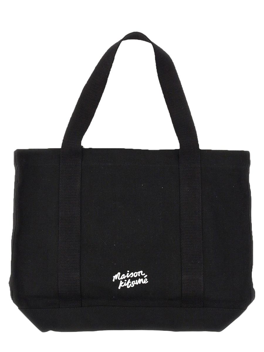 MAISON KITSUNÉ BORSA IN TELA DI COTONE CON STAMPA LOGO