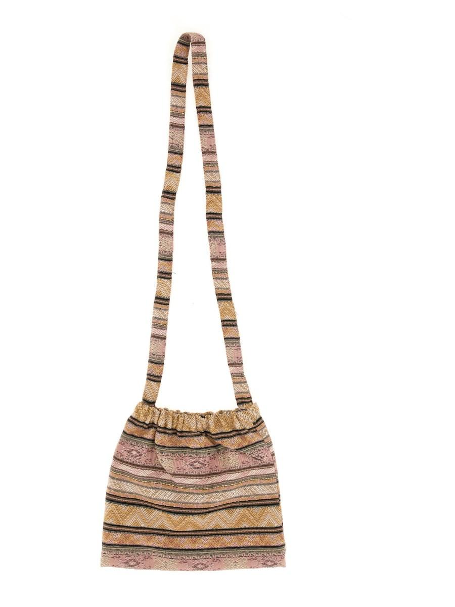 NEEDLES BORSA IN TELA JACQUARD ETHNIC STRIPE CON ELASTICO