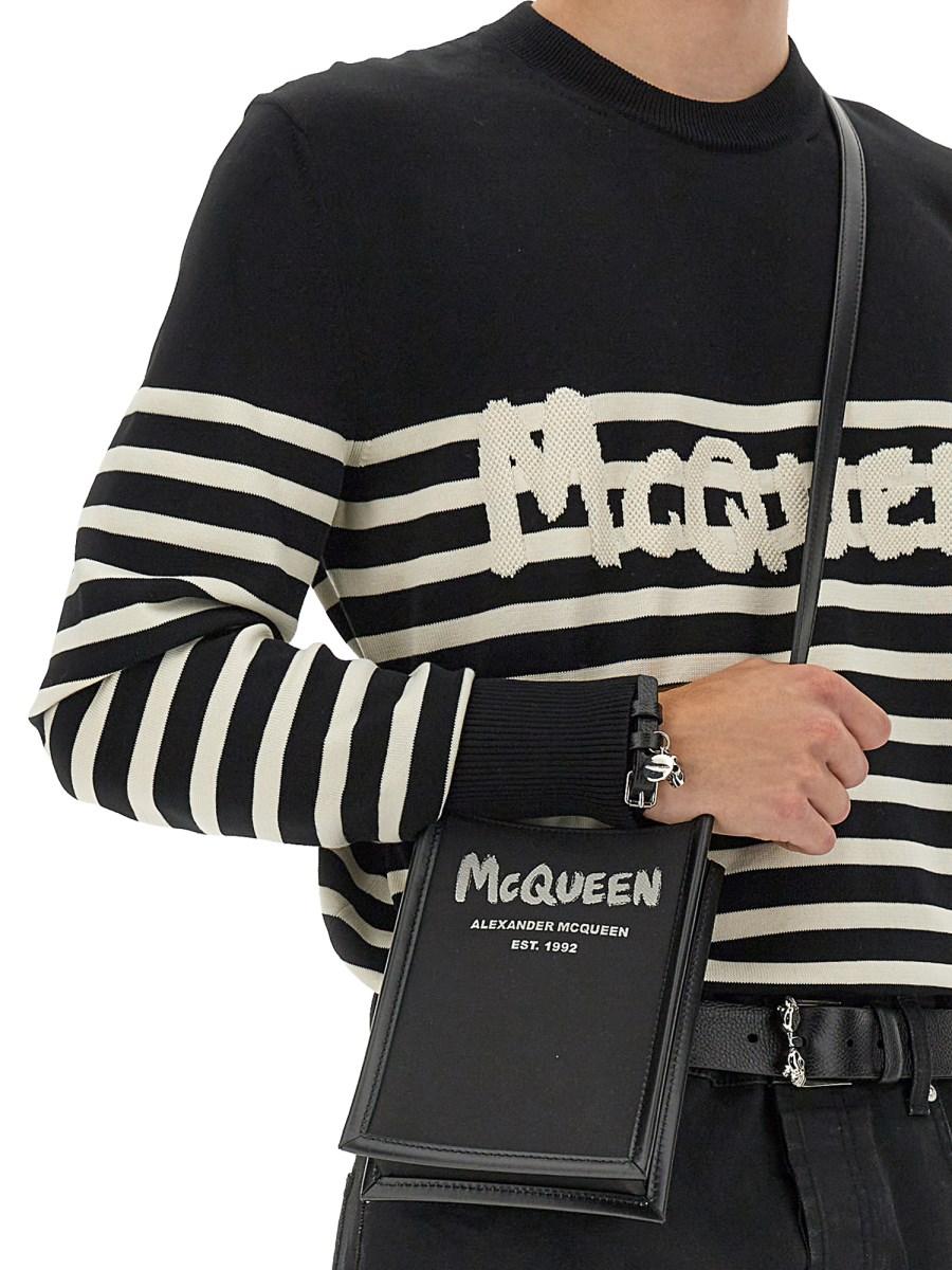 ALEXANDER McQUEEN BORSA MINI A TRACOLLA IN NYLON CON LOGO GRAFFITI